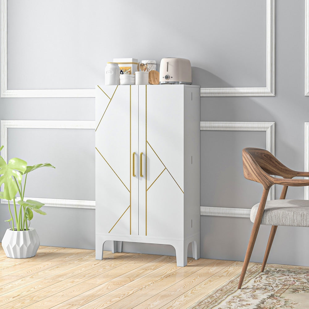 Kitchen Pantry Cabinet w/ 4-tier Shelving, 8 Spice Racks