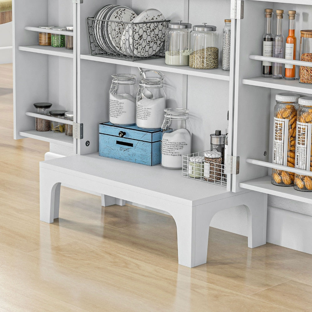 Kitchen Pantry Cabinet w/ 4-tier Shelving, 8 Spice Racks