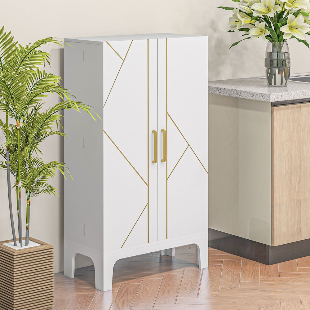 Kitchen Pantry Cabinet w/ 4-tier Shelving, 8 Spice Racks