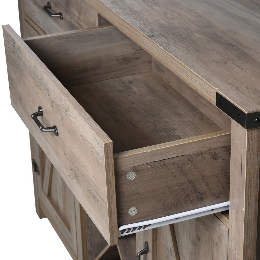 Coffee Bar Cabinet with Wine Rack, Drawer and Open Shelf