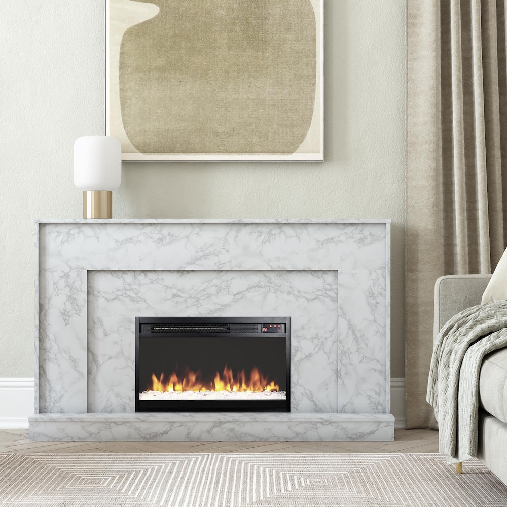 Cheminée Liberty Mantel, faux marbre blanc
