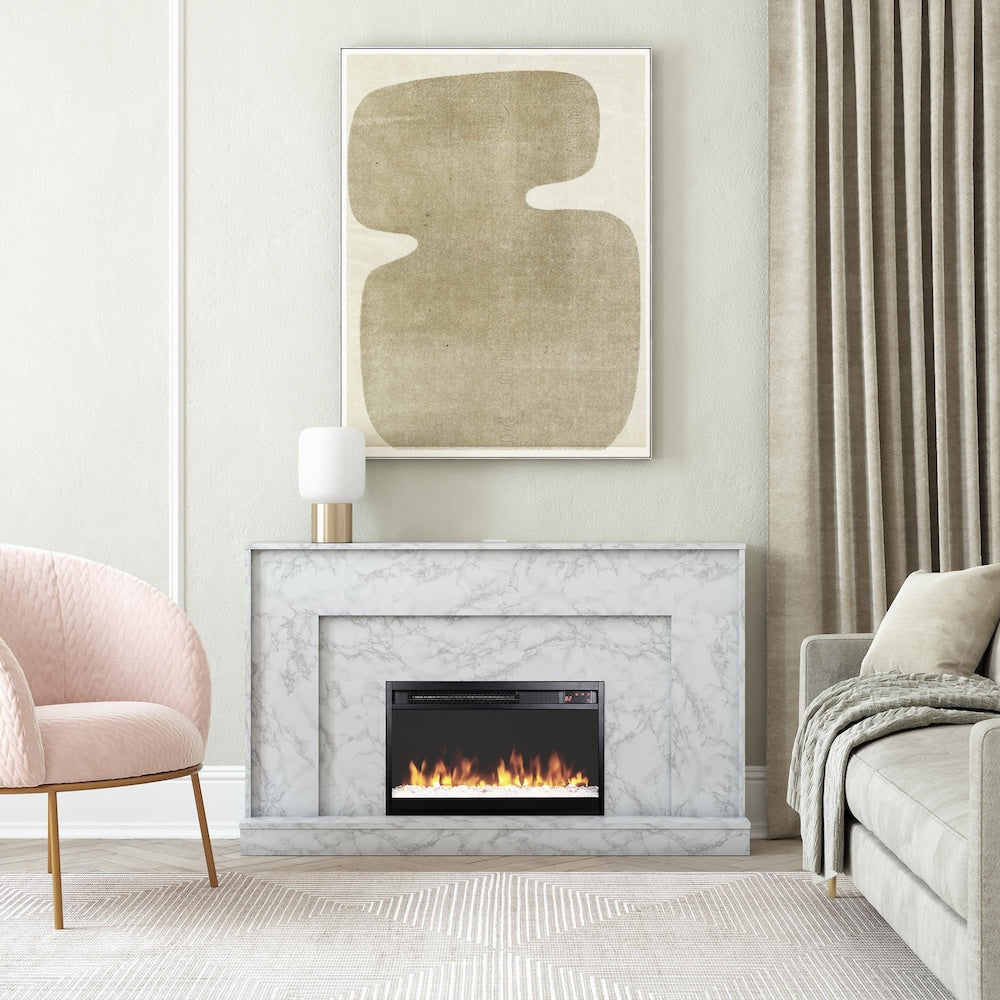 Cheminée Liberty Mantel, faux marbre blanc