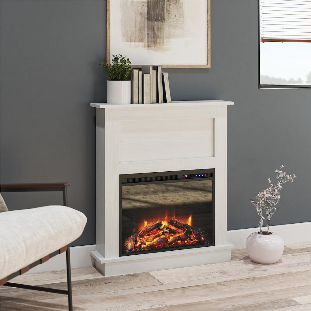 Ellsworth Fireplace with Mantel, White