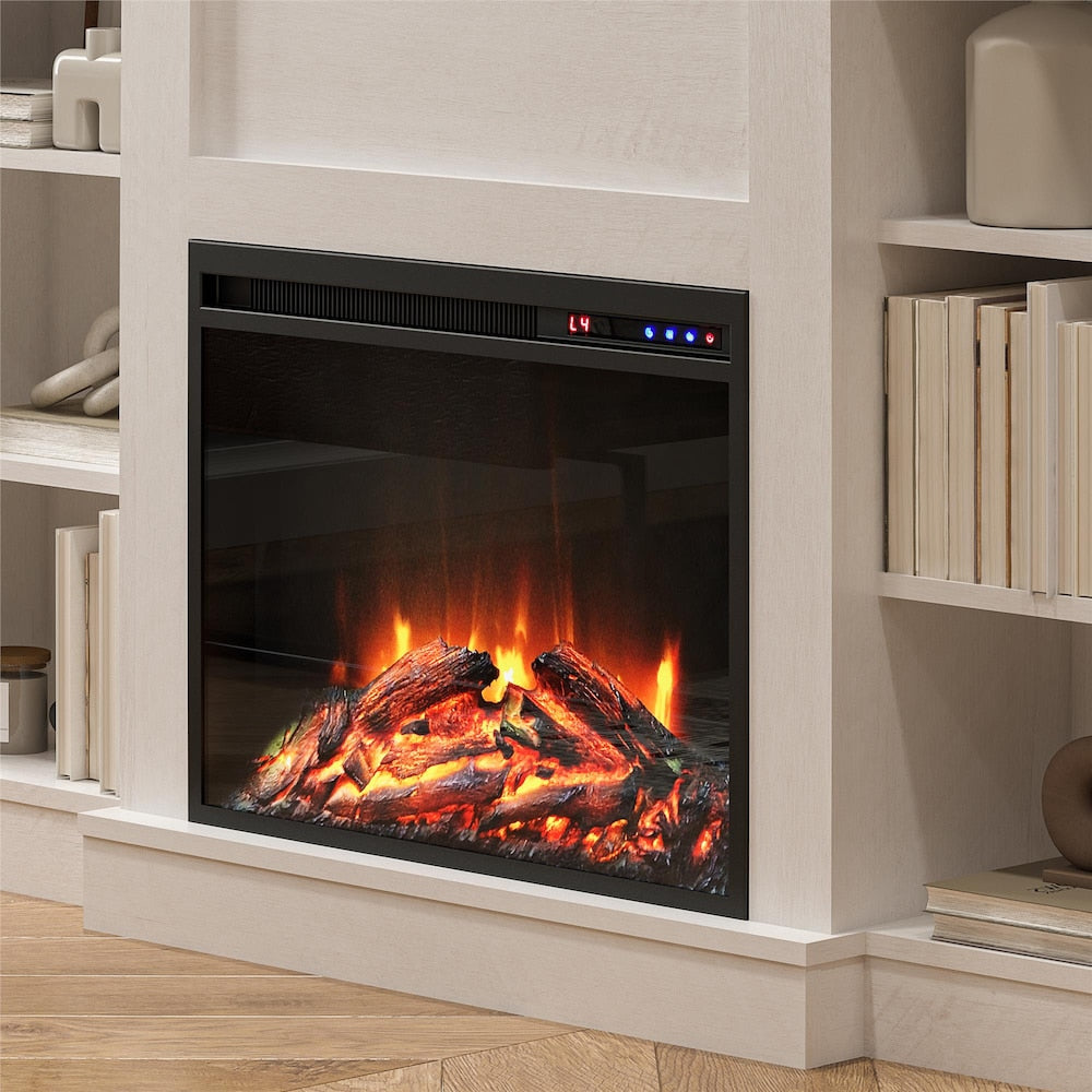 Ameriwood Home Hawke's Bay Fireplace Mantel with Bookshelves, Ivory Oak