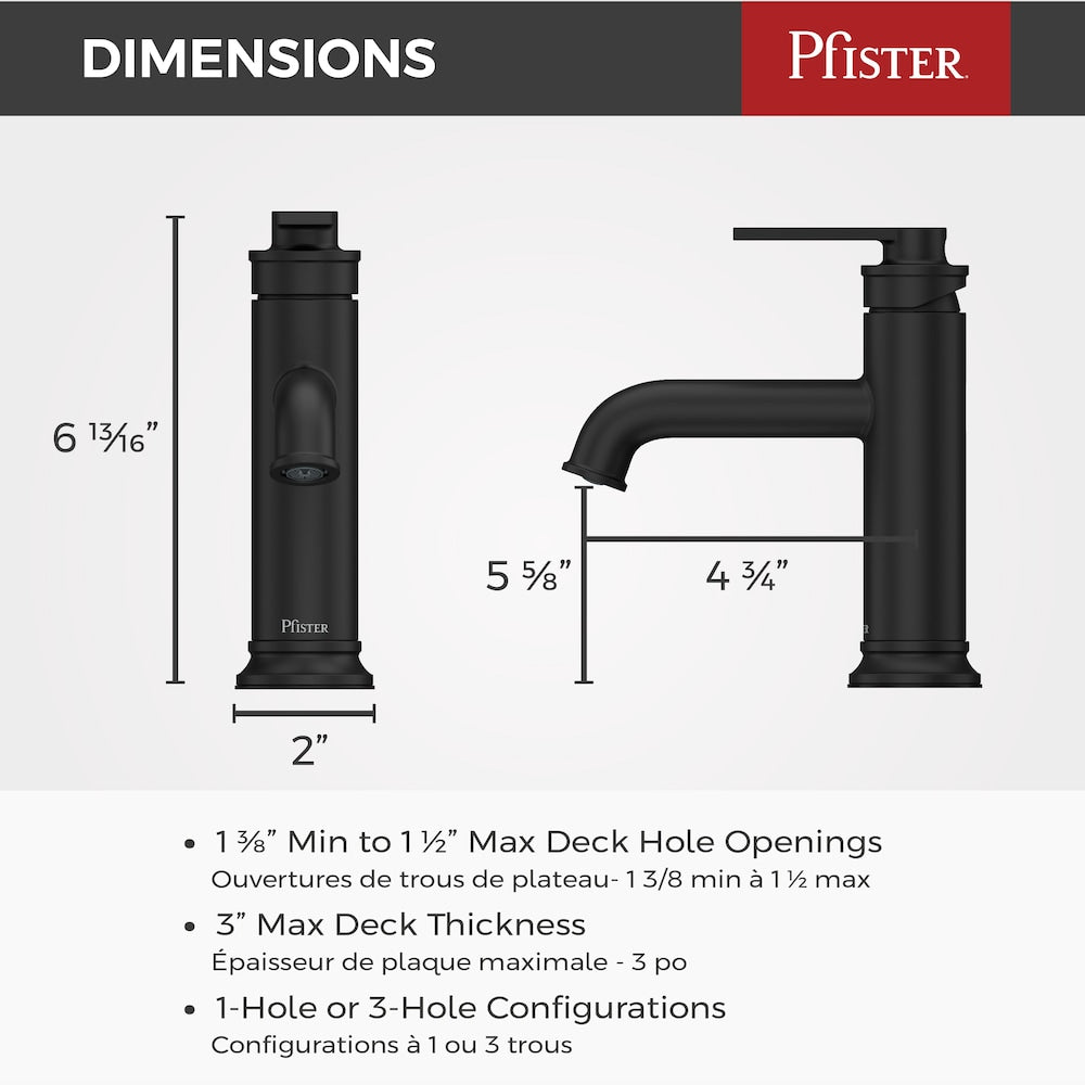 Maritime Single Handle 1 or 3 Hole 4-inch Matte Black Bathroom Sink Faucet/Tap