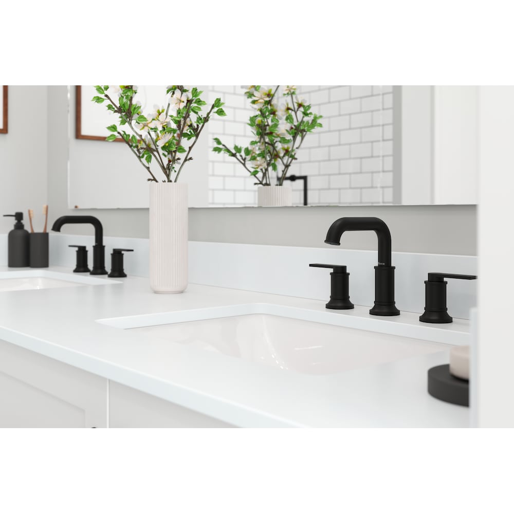 Maritime 2-Handle 8-inch Widespread Matte Black Bathroom Sink Faucet/Tap