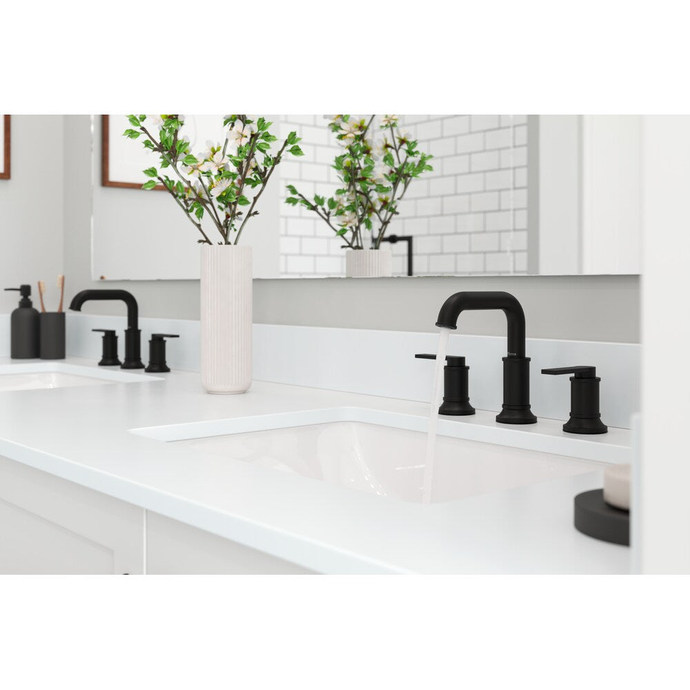 Maritime 2-Handle 8-inch Widespread Matte Black Bathroom Sink Faucet/Tap