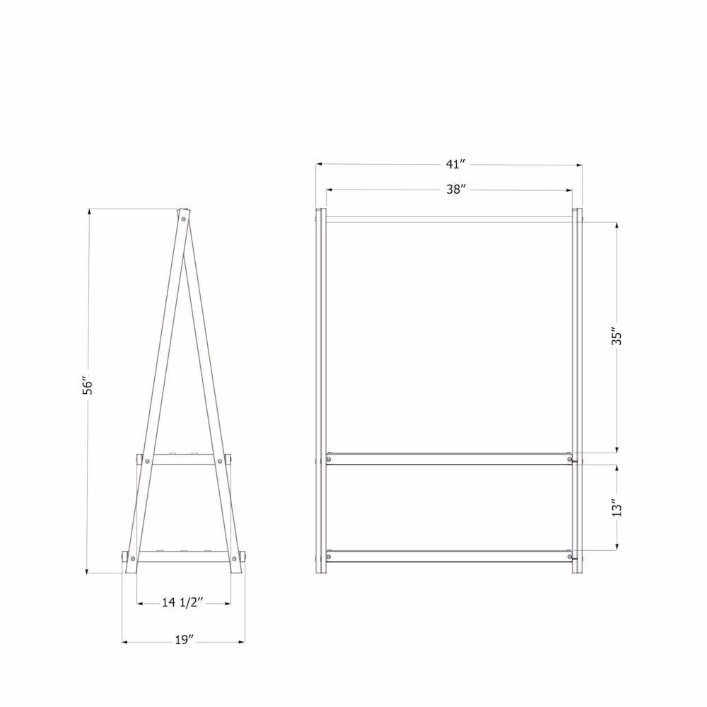 Portant à vêtements en bois Sweedi 41 po x 19 po x 56 po avec étagères de rangement pour enfants en naturel