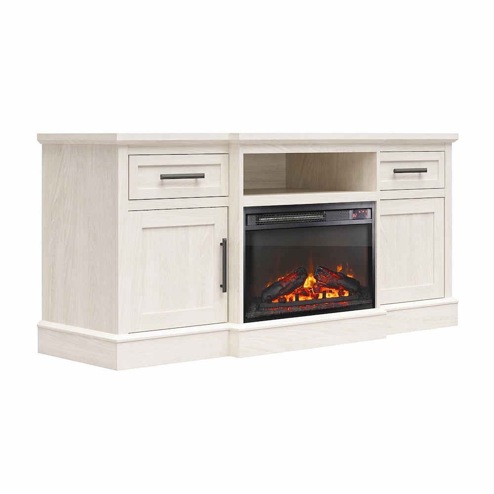 Ameriwood Home Gablewood Electric Fireplace & TV Console for TVs up to 65", White Oak