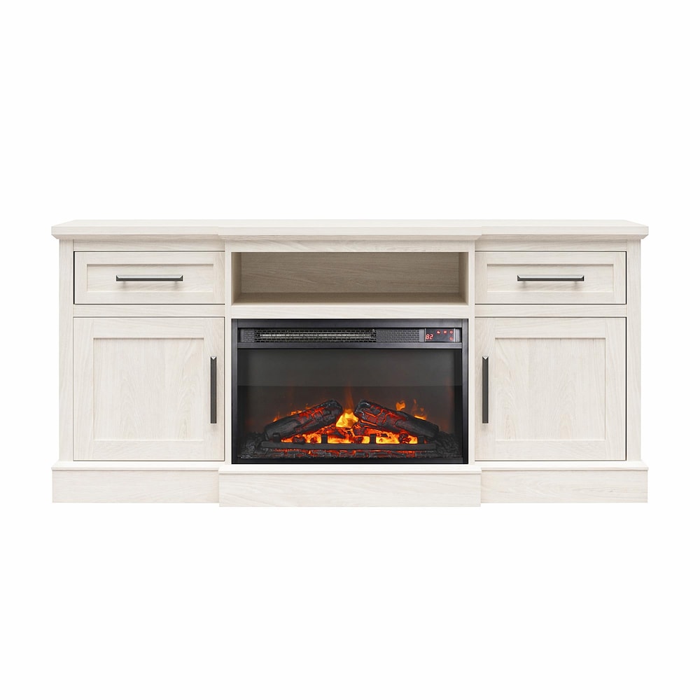 Ameriwood Home Gablewood Electric Fireplace & TV Console for TVs up to 65", White Oak