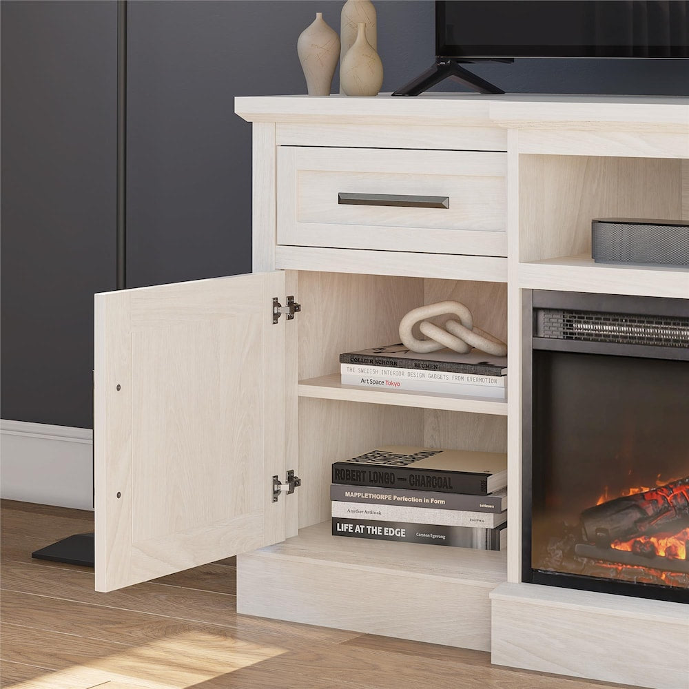 Ameriwood Home Gablewood Electric Fireplace & TV Console for TVs up to 65", White Oak