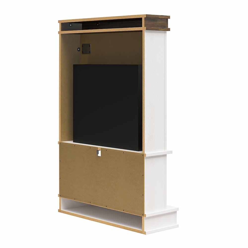 Cheminée électrique Ameriwood Home Mateo avec manteau et étagère ouverte, chêne ivoire avec finition rustique