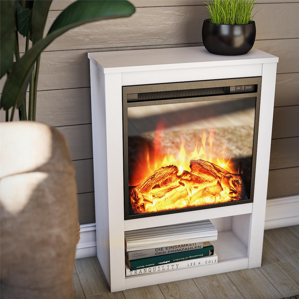 Ameriwood Home Clermont Electric Fireplace Mantel, Ivory Oak