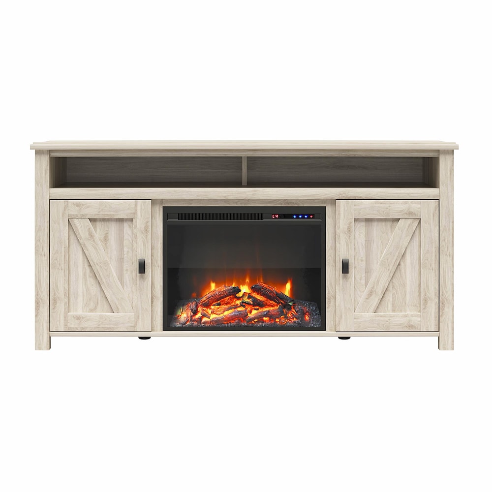 Ameriwood Home Farmington Electric Fireplace TV Console for TVs up to 60", Light Walnut