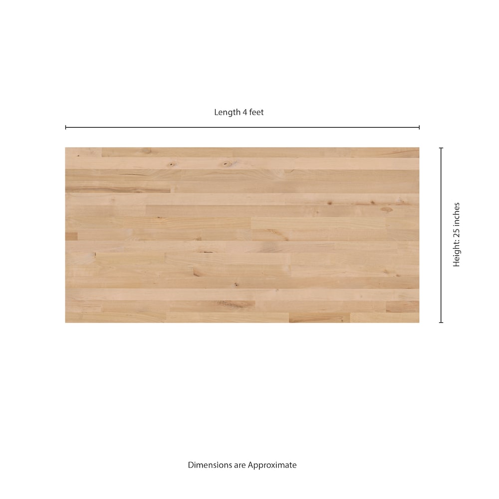 Unfinished Birch 4 ft. L x 25 inch D Butcher Block island Countertop with Eased Edge