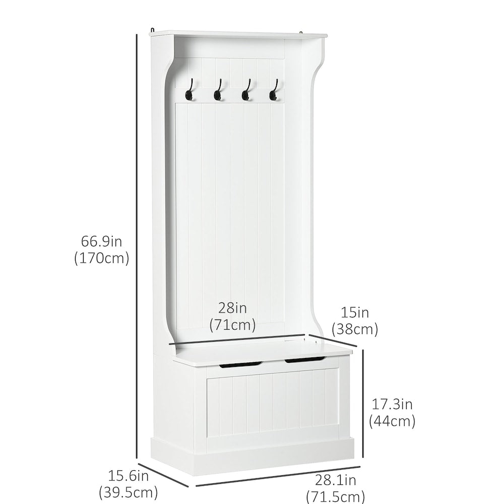 Hall Tree with Coat Rack and Storage Bench for Entryway