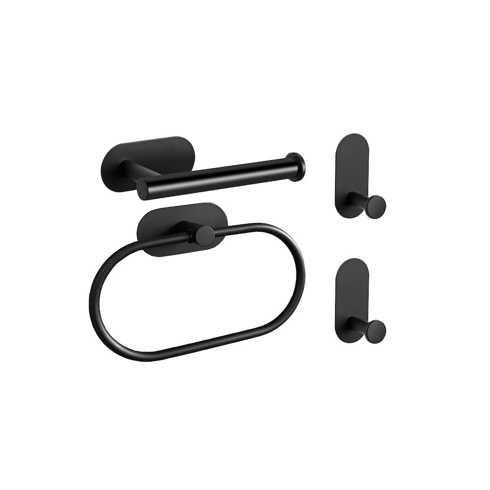 SUNCREST 4-Piece Self Adhesive Bath Accessory Kit in Matte Black