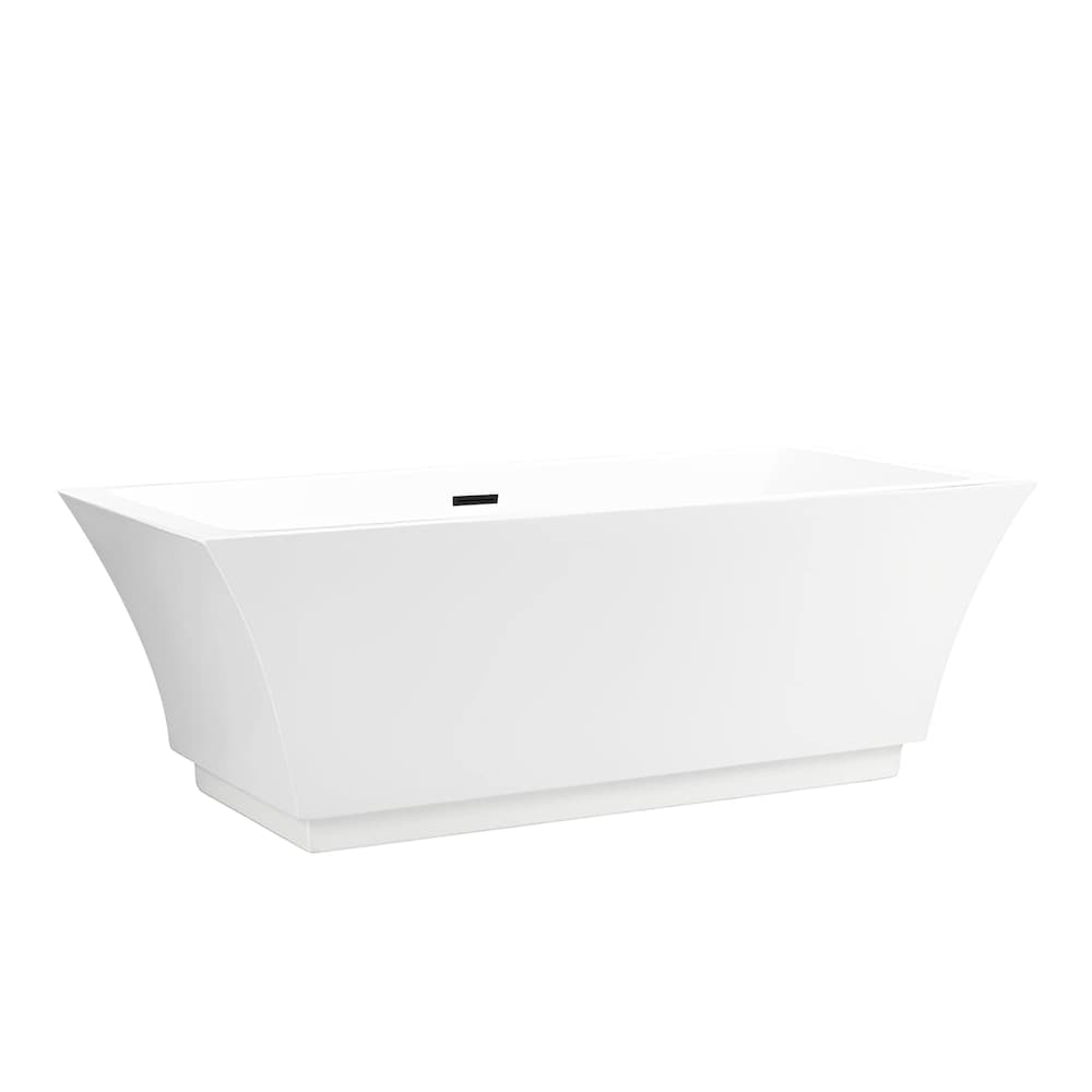 Strasbourg 5.6-ft. Freestanding Rectangular Soaker Bathtub with Center Drain in White/Matte Black