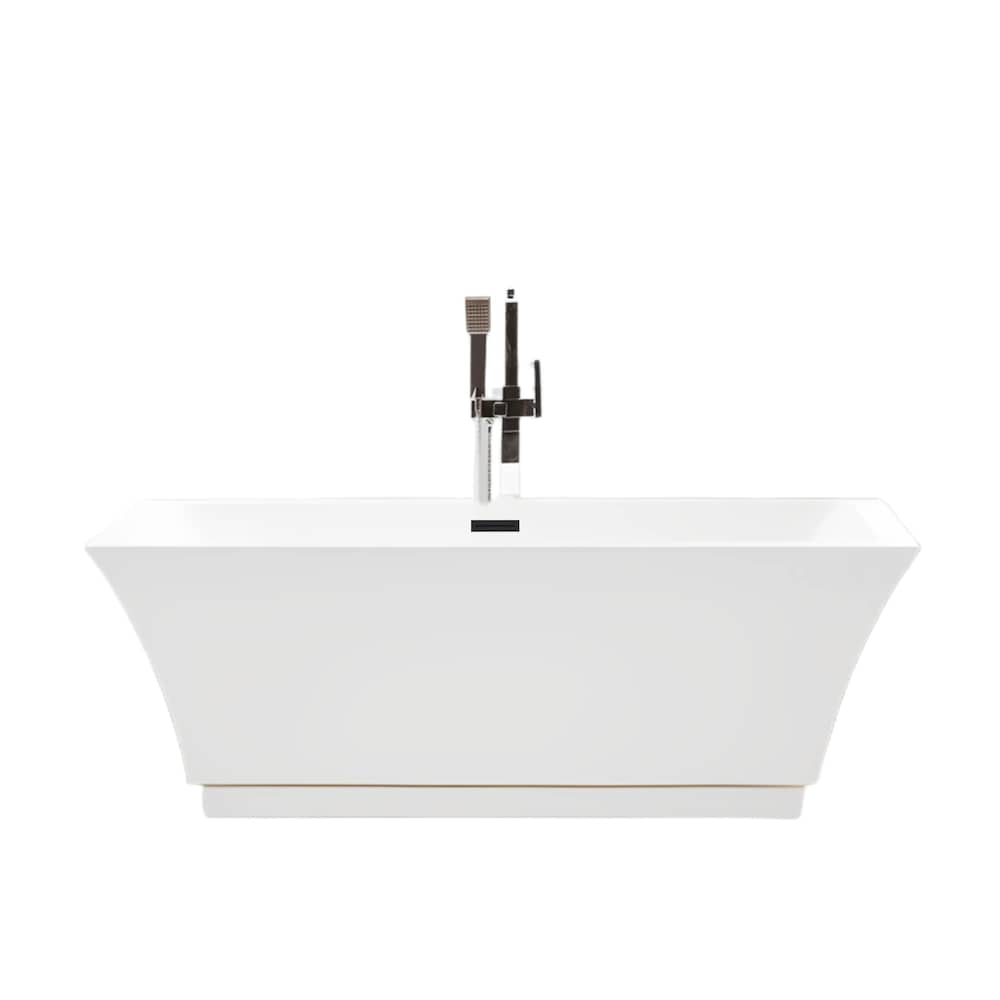 Strasbourg 5.6-ft. Freestanding Rectangular Soaker Bathtub with Center Drain in White/Matte Black
