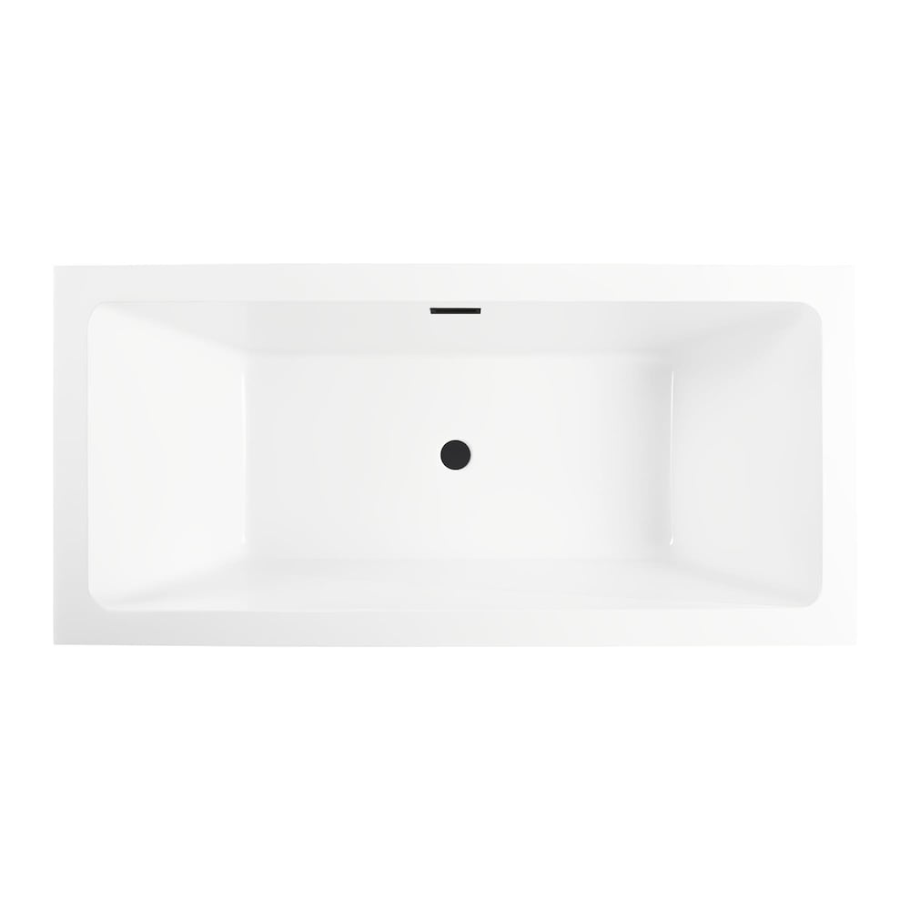 Strasbourg 5.6-ft. Freestanding Rectangular Soaker Bathtub with Center Drain in White/Matte Black