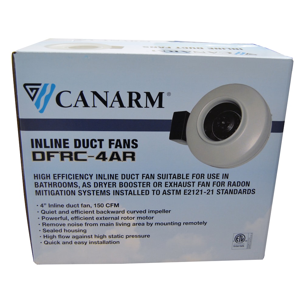 4" Grey Round Inline Duct Fan for Radon Removal 150CFM