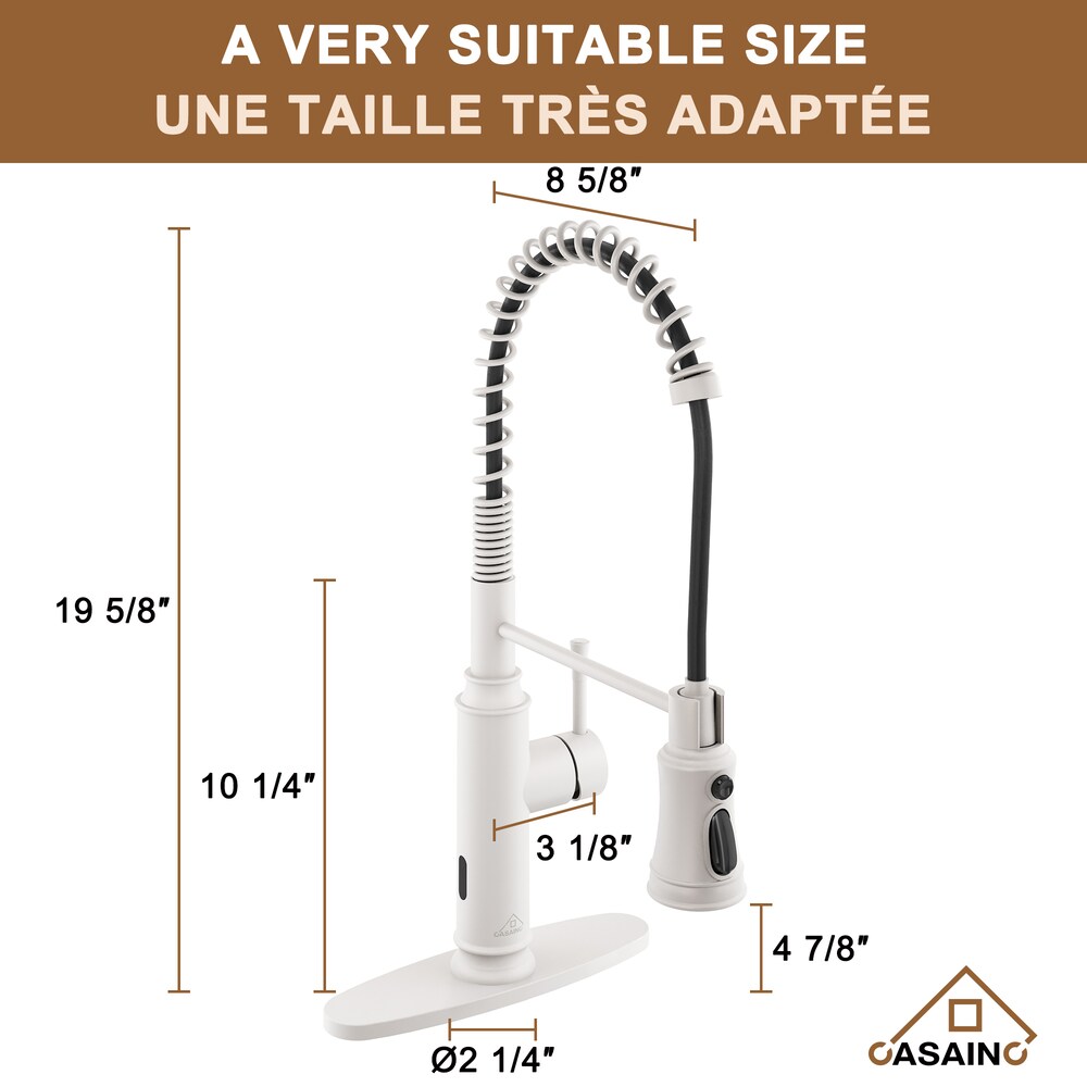 Single Handle Pull-Down Sprayer Kitchen Faucet in Matte White