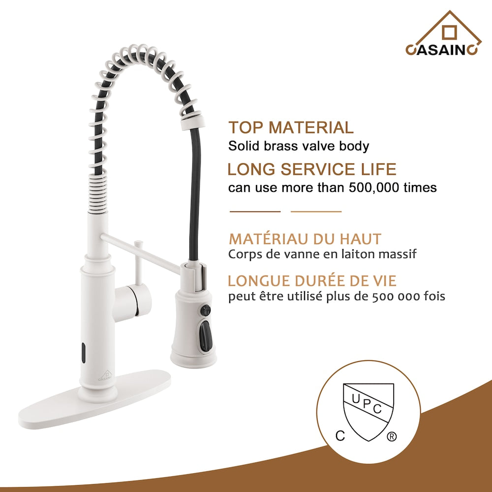 Single Handle Pull-Down Sprayer Kitchen Faucet in Matte White