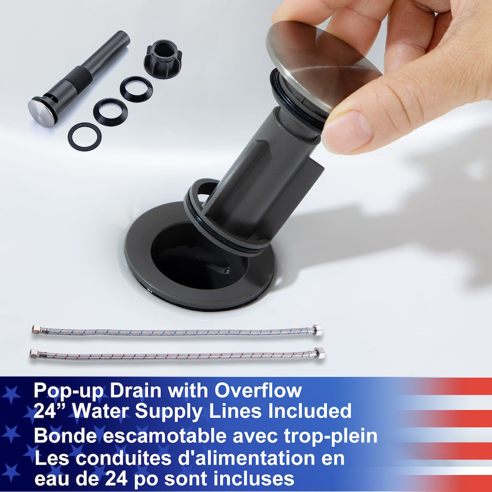 A1 Centerset Faucet 4-inch 2-handle Bathroom Faucet with Drain Assembly in Brush Nickel