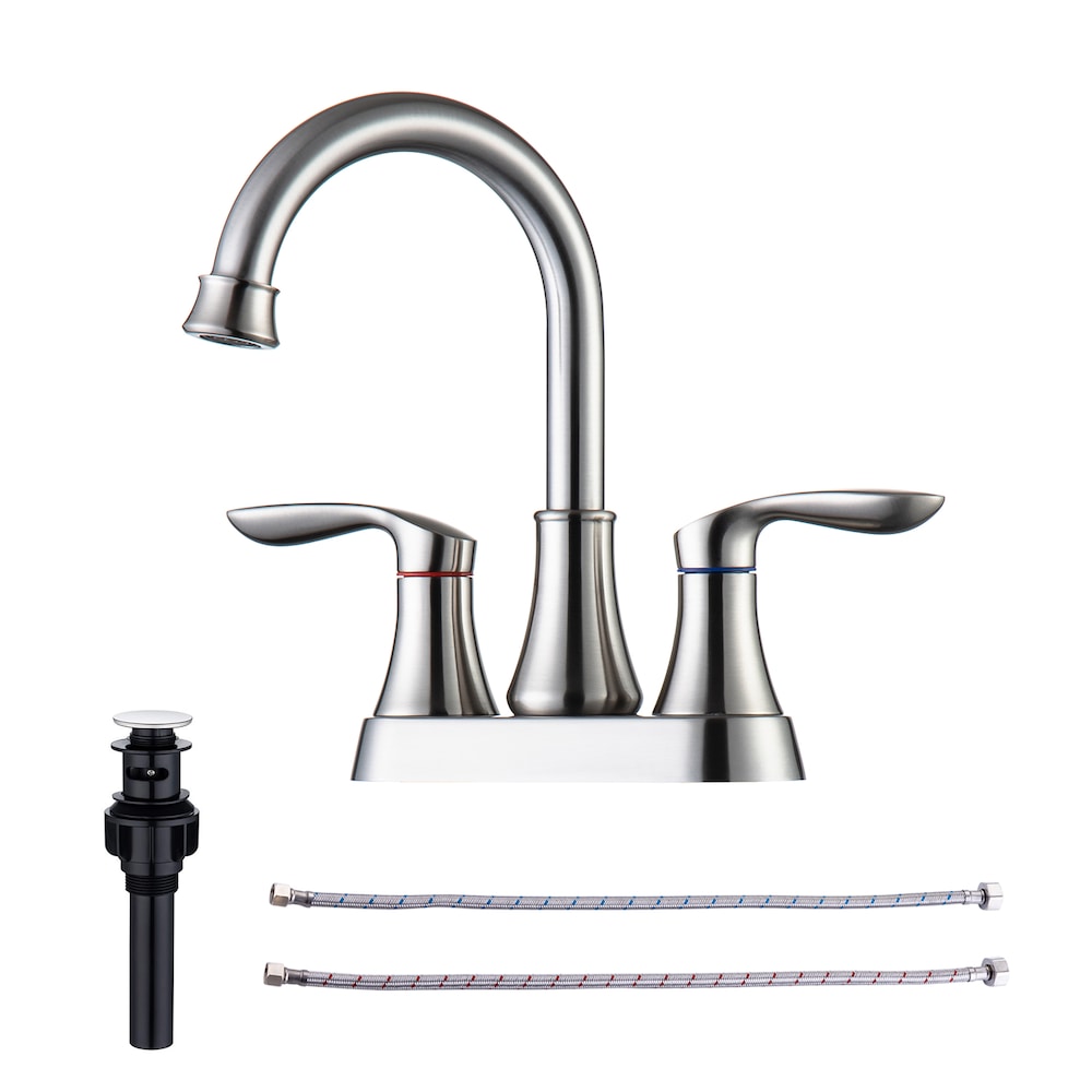 A1 Centerset Faucet 4-inch 2-handle Bathroom Faucet with Drain Assembly in Brush Nickel