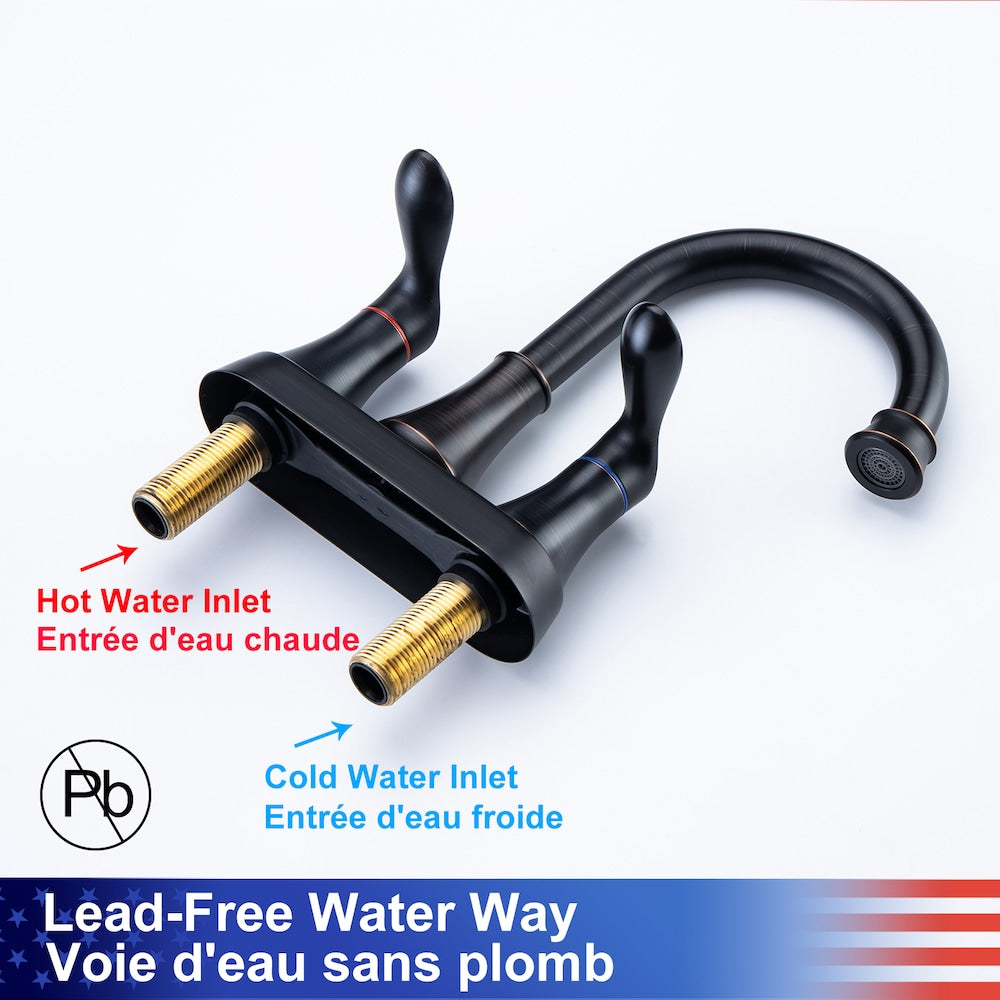 A1 Centerset Faucet 4-inch 2-handle Bathroom Faucet with Drain Assembly in Oil Rubbed Bronze