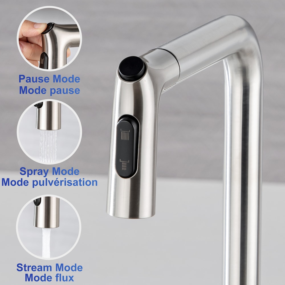 Single Handle Pull-Down Sprayer Kitchen Faucet in Brushed Nickel