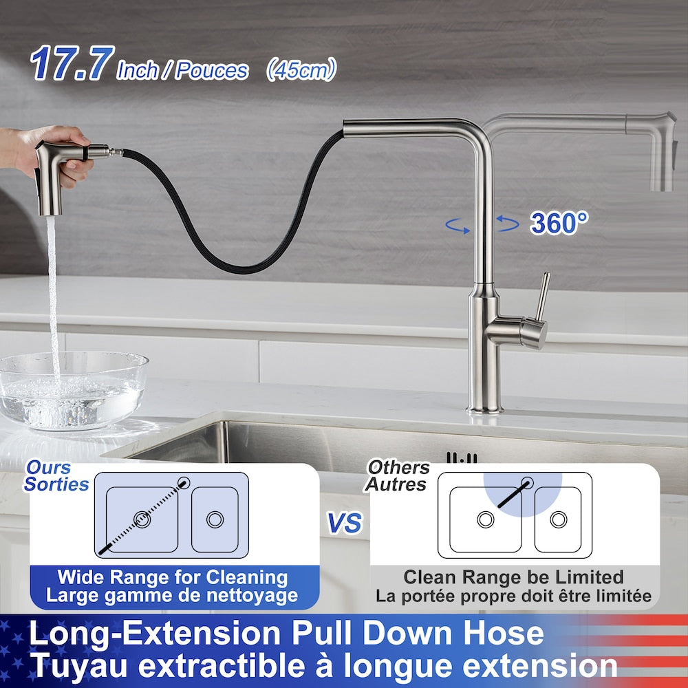 Single Handle Pull-Down Sprayer Kitchen Faucet in Brushed Nickel