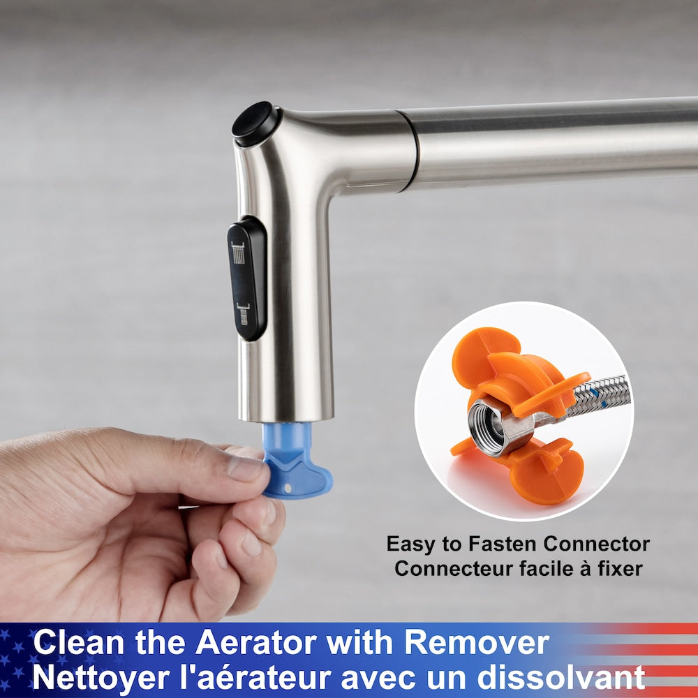 Single Handle Pull-Down Sprayer Kitchen Faucet in Brushed Nickel