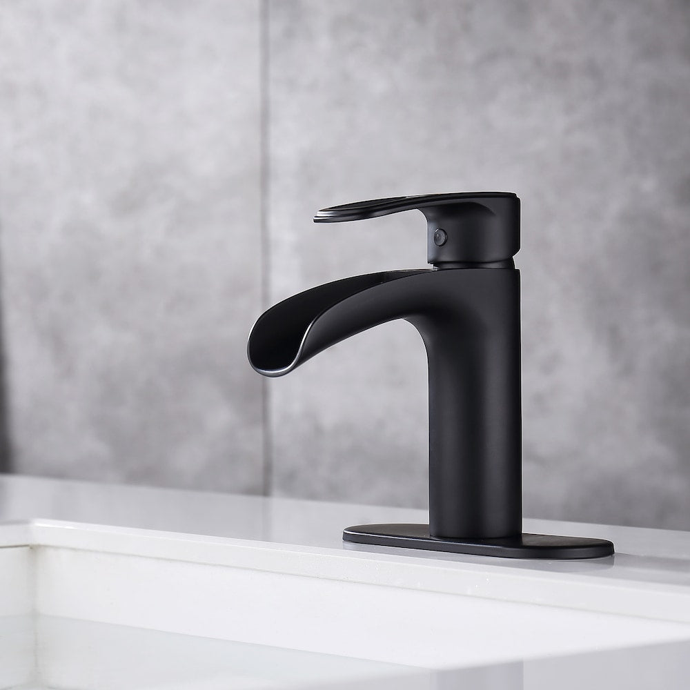 Robinet de salle de bain monotrou à 1 poignée E2 en noir mat