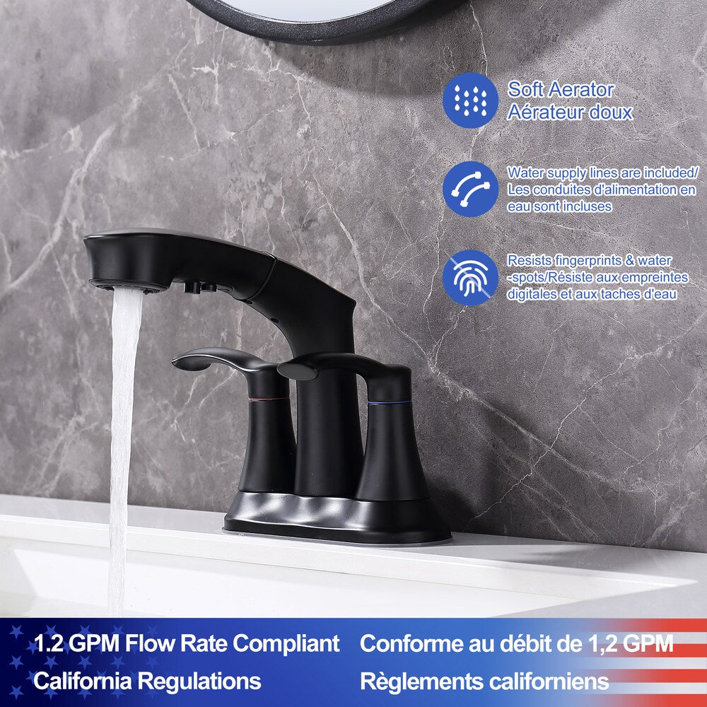 I2 2-Handle Centerset Bathroom Faucet in Matte Black