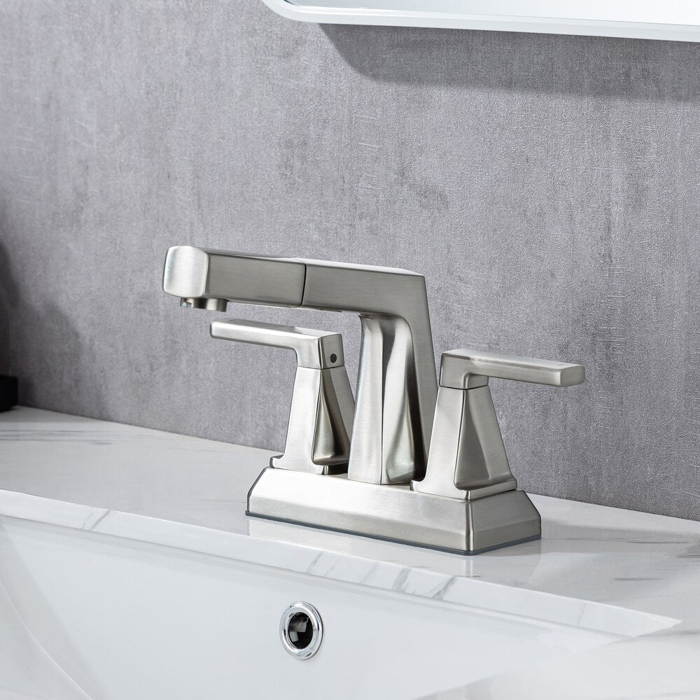 J2 2-Handle Centerset Faucet Bathroom Faucet in Brushed Nickel
