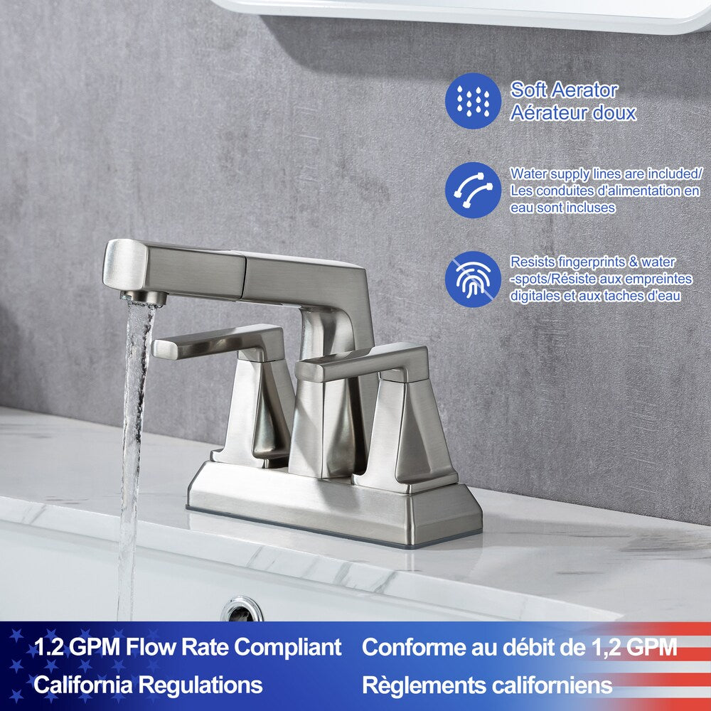 J2 2-Handle Centerset Faucet Bathroom Faucet in Brushed Nickel