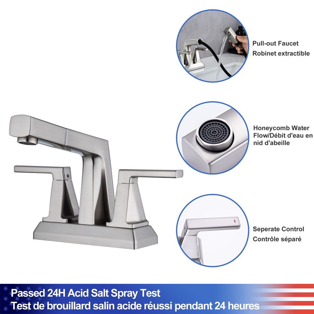 J2 2-Handle Centerset Faucet Bathroom Faucet in Brushed Nickel