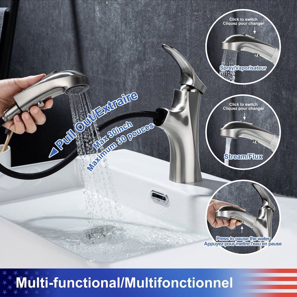 C1 1-Handle Vessel Sink Bathroom Faucet in Brushed Nickel