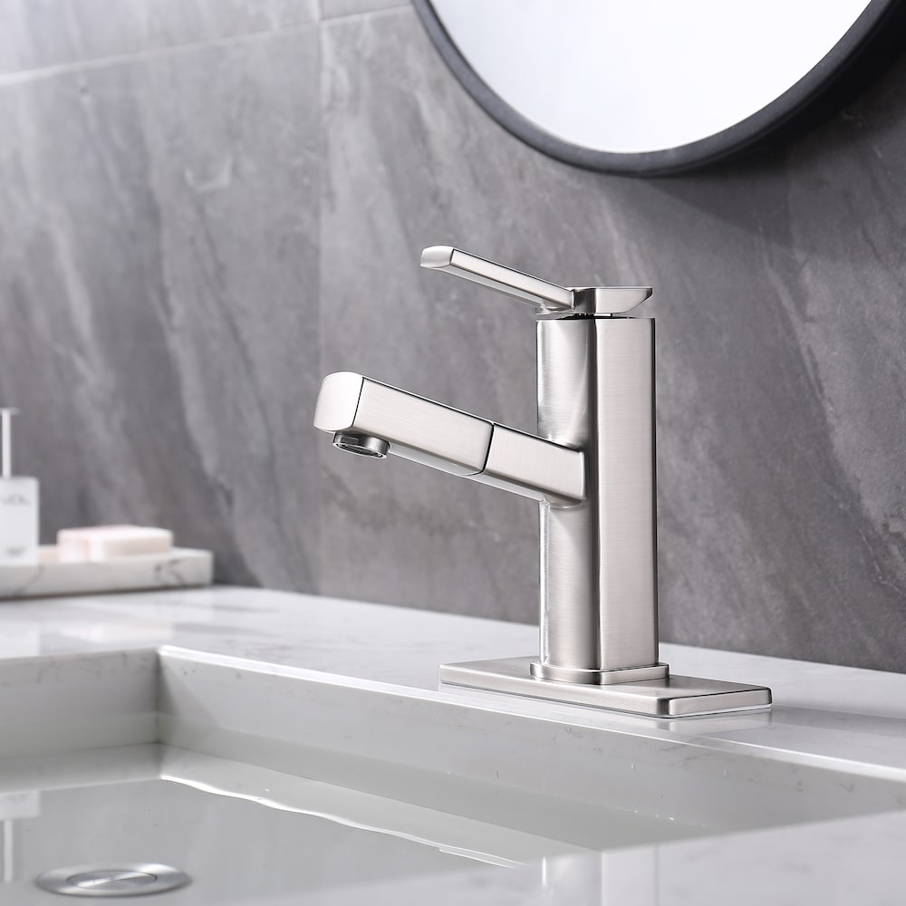 D1 1-Handle Multifunctional Single Hole Bathroom Faucet in Brushed Nickel