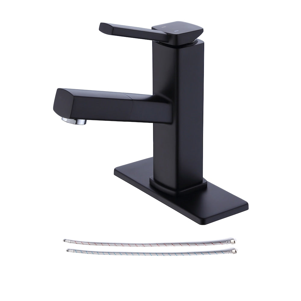 D1 1-Handle Multifunctional Single Hole Bathroom Faucet in Matte Black