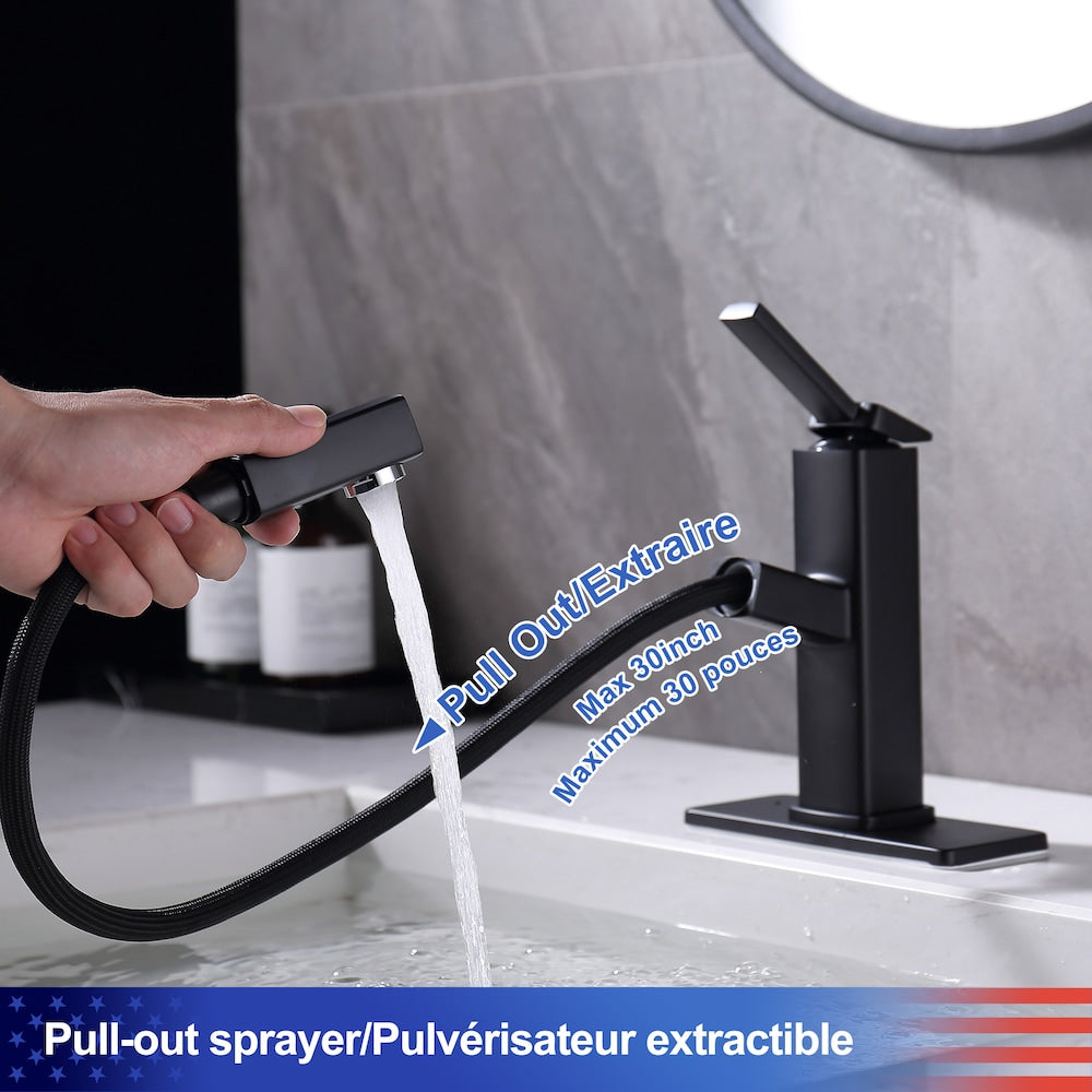 D1 1-Handle Multifunctional Single Hole Bathroom Faucet in Matte Black