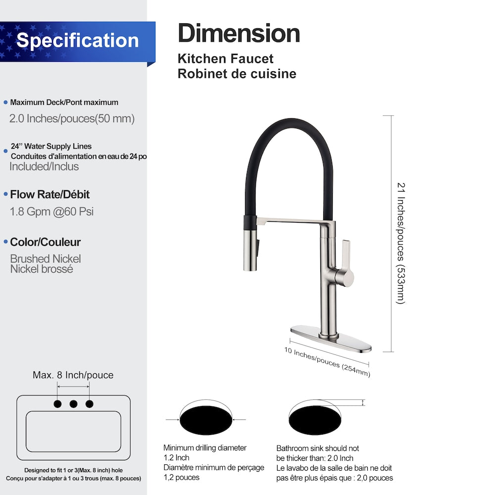C3 1-Handle Magnetic Pull Out Touch Kitchen Faucet in Brushed Nickel