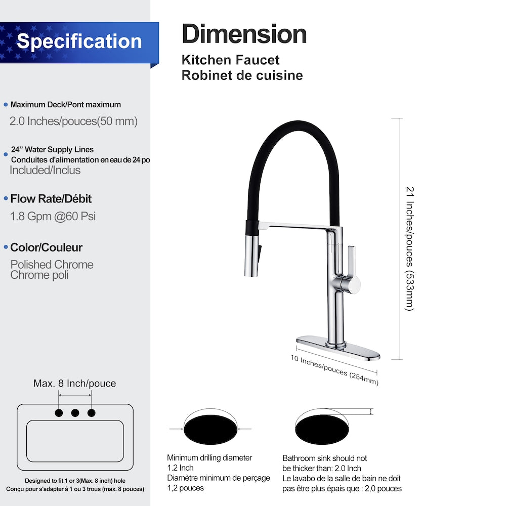 C3 1-Handle Magnetic Pull Out Touch Kitchen Faucet in Chrome