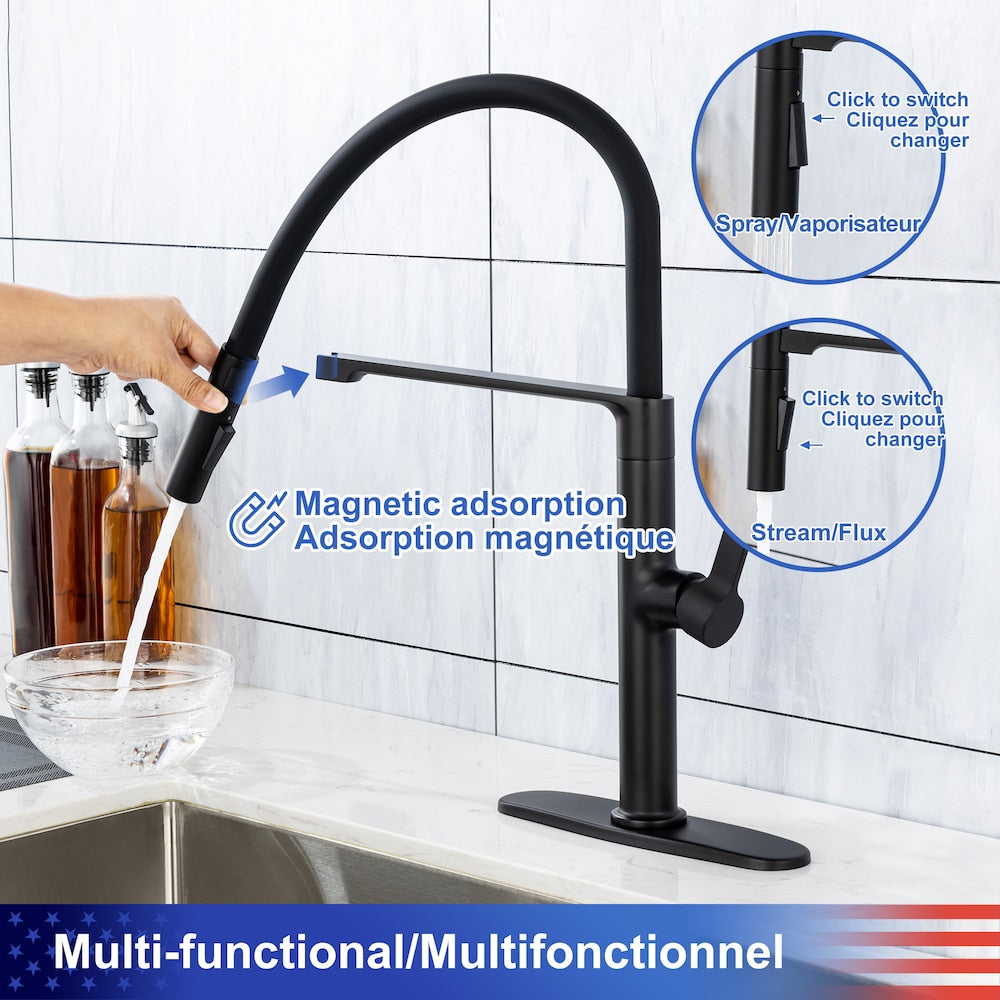 C3 1-Handle Magnetic Pull Out Touch Kitchen Faucet in Matte Black