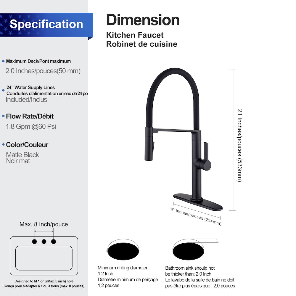 C3 1-Handle Magnetic Pull Out Touch Kitchen Faucet in Matte Black