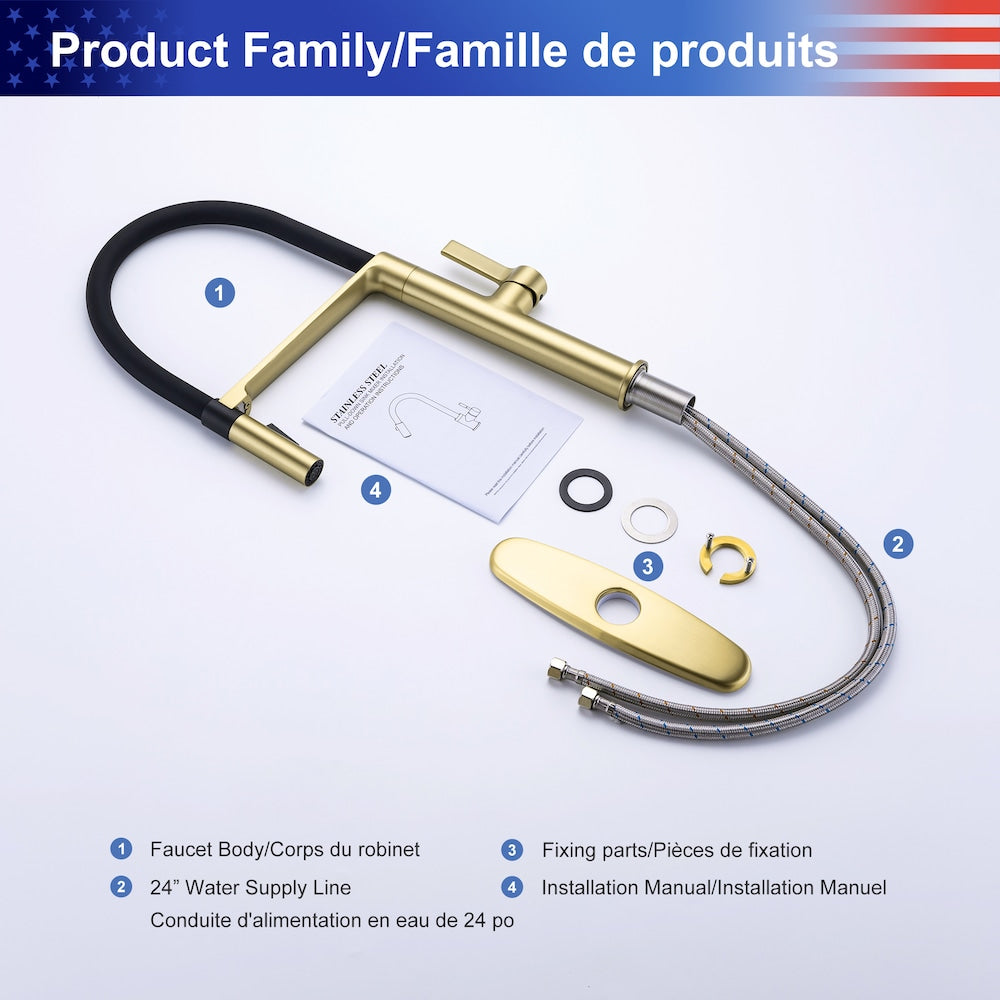 C3 1-Handle Magnetic Pull Out Touch Kitchen Faucet in Brushed Gold
