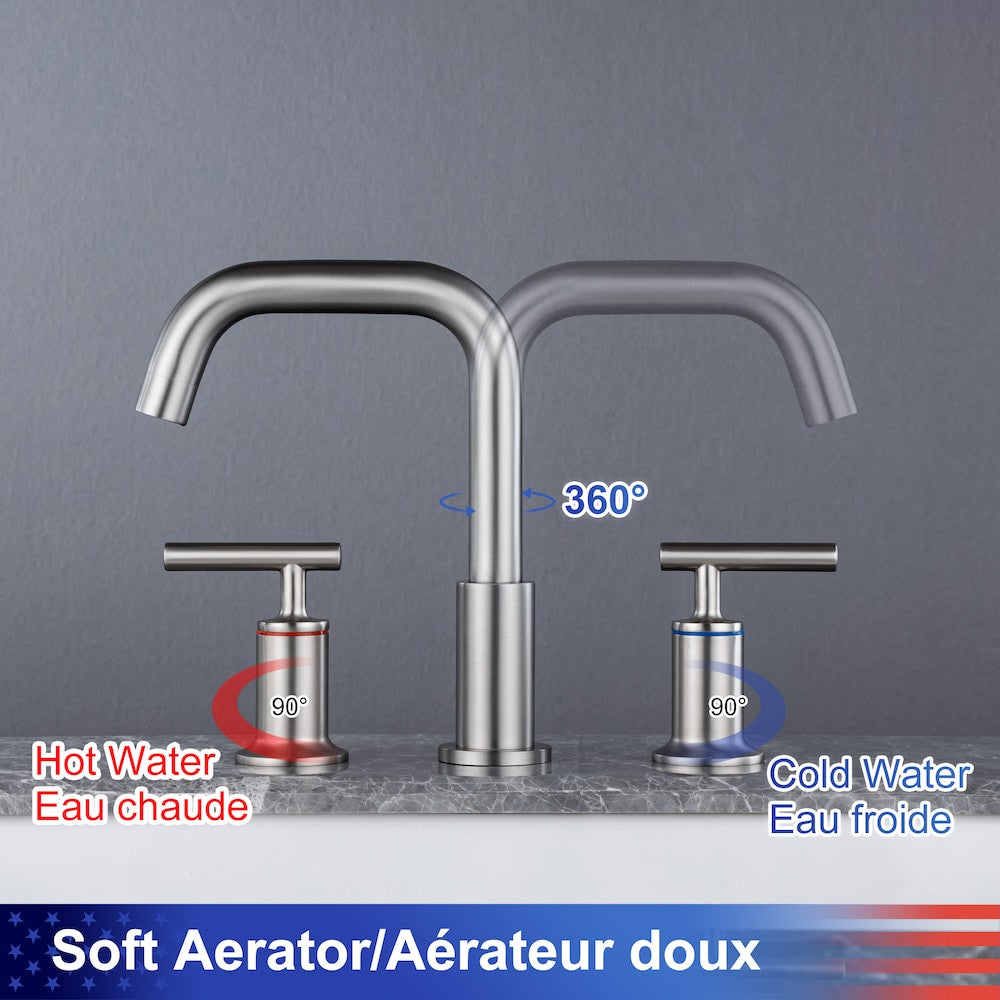 A9 2-Handle Widespread Faucet 2-handle Bathroom Faucet in Brushed Nickel