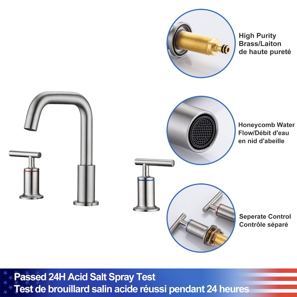 A9 2-Handle Widespread Faucet 2-handle Bathroom Faucet in Brushed Nickel