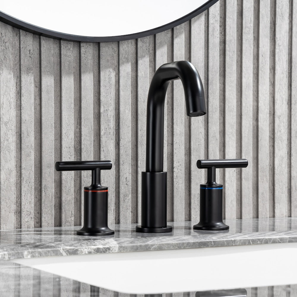 A9 2-Handle Widespread Bathroom Faucet with Drain Assembly in Matte Black